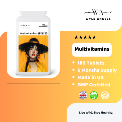 Multivitamins | 180 Tablets | 6 Months | Made in UK | GMP Certified |