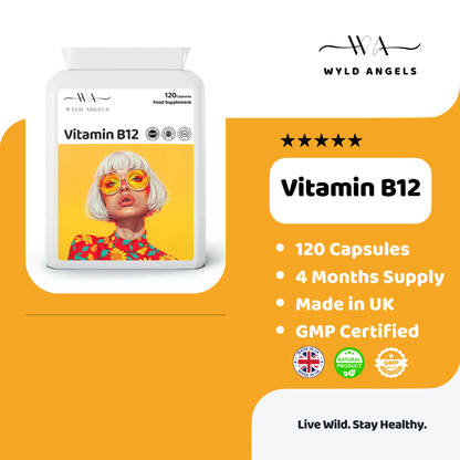 Vitamin B12 | 120 Capsules | 4 Months | Made in UK | GMP Certified |