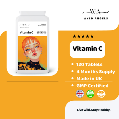 Vitamin C | 120 Tablets | 4 Months | Made in UK | GMP Certified |